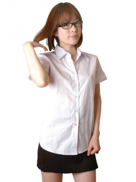 タイの女学生風 半袖スクールシャツ&タイトスカート